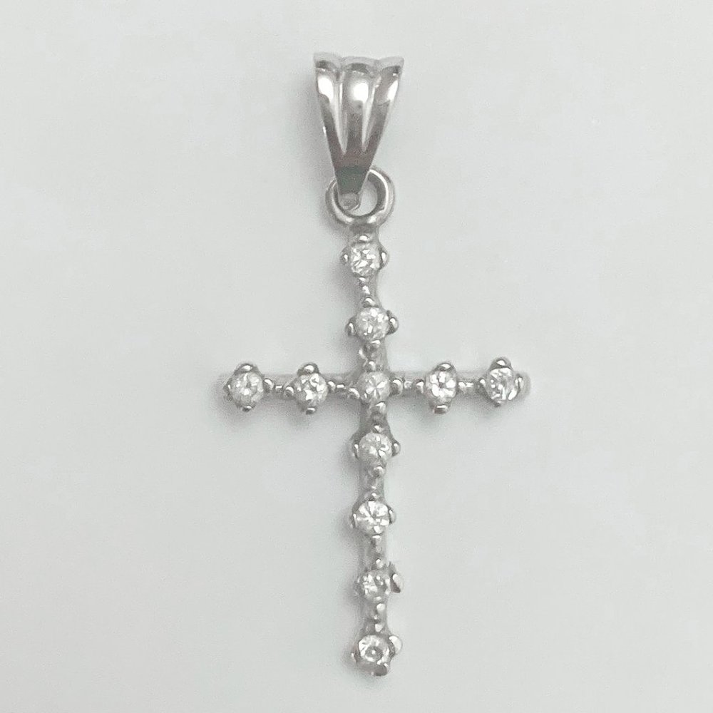 Diamond and white gold small cross